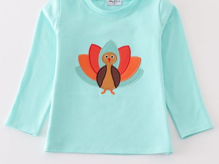 Green turkey applique boy top Online Hot Sale