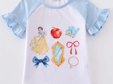 Blue snow white print girl top Online Sale