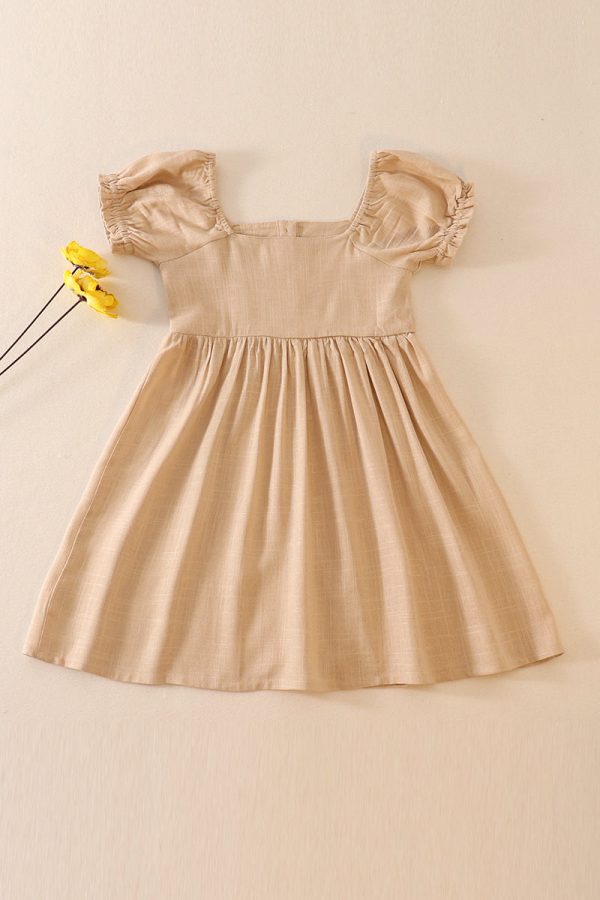 Beige linen button dress Online now