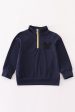 Navy character embroidery zip boy pullover Sale