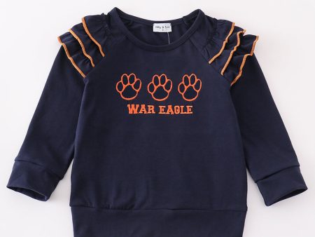 Navy war eagle embroidery girl top Online Hot Sale