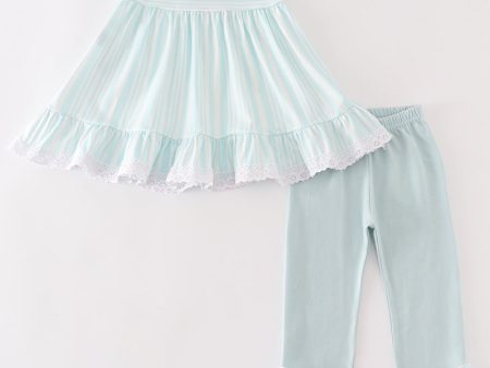 Blue stripe ruffle girl set Online Hot Sale