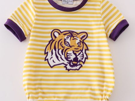 Yellow tiger embroidery LSU boy bubble Fashion