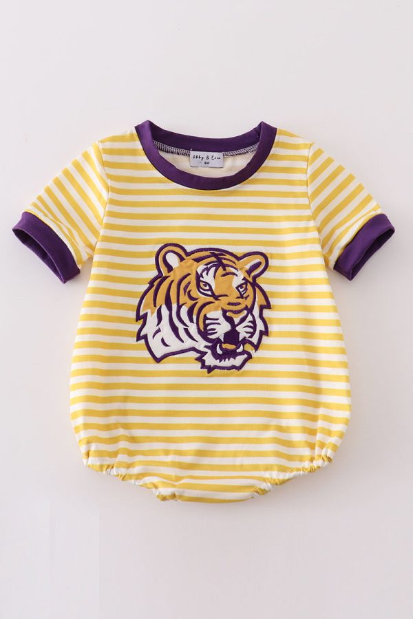 Yellow tiger embroidery LSU boy bubble Fashion