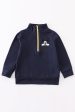 Navy character embroidery boy zipper pullover Online Hot Sale