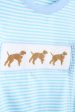 Blue puppy hand smocked boy stripe top Discount