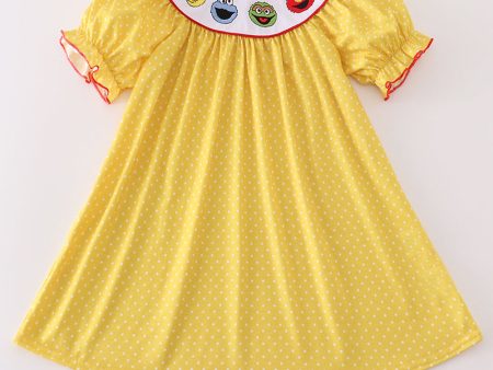 Yellow charactor embroidery dress For Sale