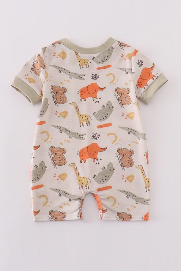 Animal print boy romper Discount