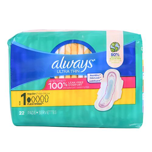 WHOLESALE ALWAYS ULTRA THIN PADS W WINGS SIZE1 22 CT SOLD BY CASE Online