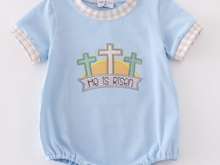 Blue easter he is risen applique boy bubble Online