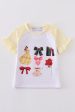 Yellow princess bow print girl top For Discount