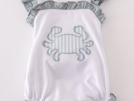 White crab applique ruffle girl bubble Cheap