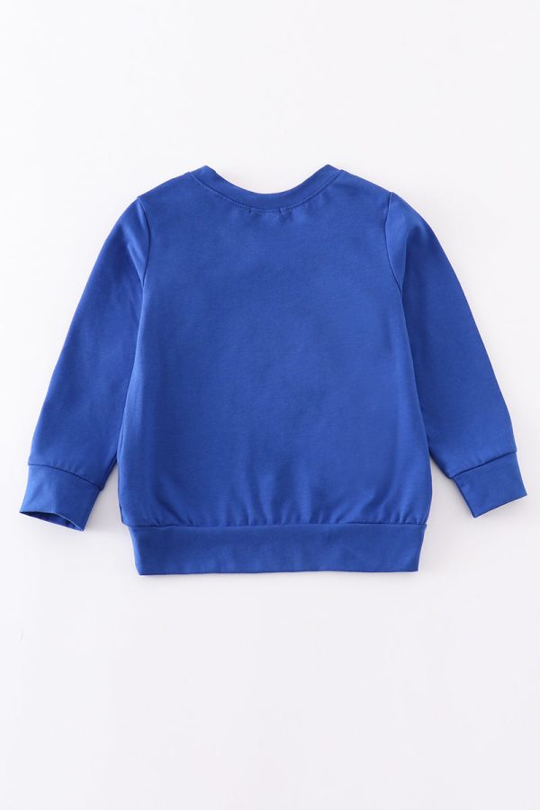 Blue chomp embroidery boy top Supply