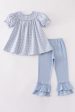 Blue gingham pumpkin embroidery girl set Online