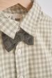 Green woven gingham bow flannel button down shirt Hot on Sale