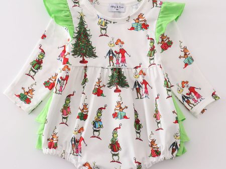 White grinch print girl bubble Online