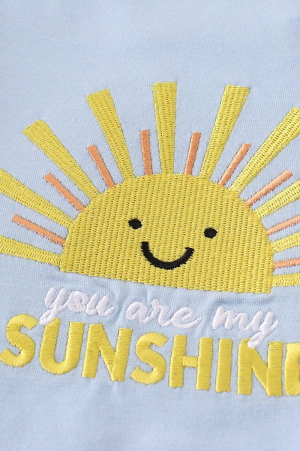 Blue you are my sunshine applique boy set Cheap