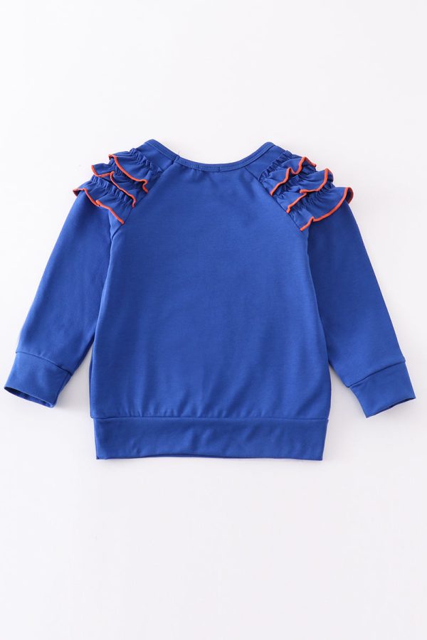 Blue chomp embroidery girl top Discount